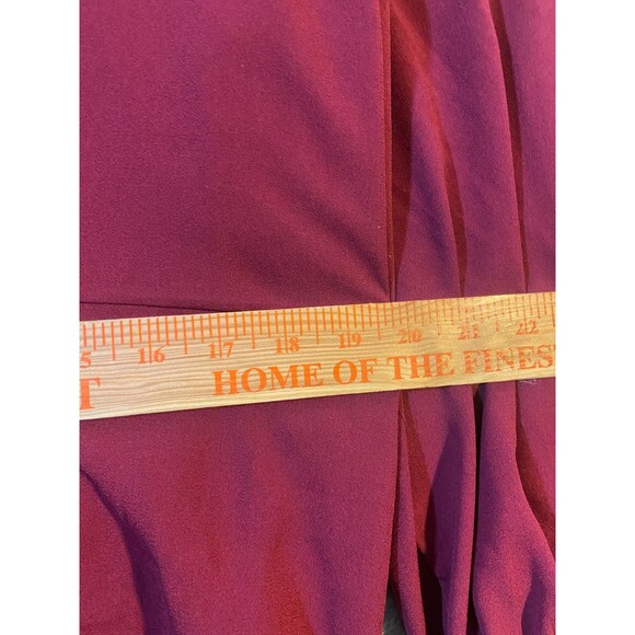 A New Day Dress WomesPlus XXL Burgundy Knee Length V Neck Bishop Sleeves Tie - Picture 8 of 10